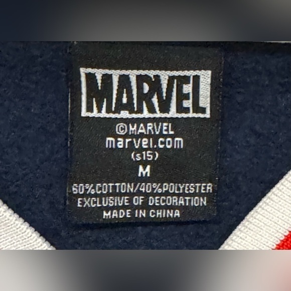 Marvel Captain America Red White Blue Gray Sleeves Varsity Jacket Men’s Size M - Picture 5 of 9